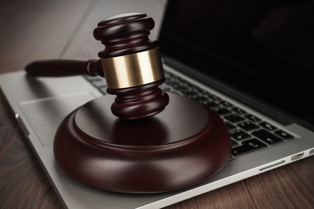 Judge Gavel On Laptop Concept